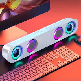 -12974 445001687691 Computer Sound Bar Stereo With Vibrating Diaphragms Bluetooth And Usb Input