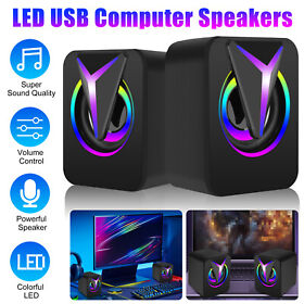 3.5mm Aux Mini Usb Wired Computer Speakers Stereo Bass Rgb For Pc Laptop Desktop