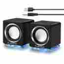 69441 Unbranded Generic Hot Blue Led Mini Usb Power Stereo Speaker System For Computer Desktop Black New 766166069441