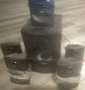 Acoustic Audio Aa5400 2.1 Channel Wired Speaker System With Subwoofer Black