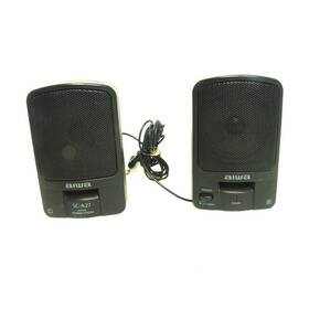 Sc-a27 Aiwa Black Wired Mini Desk Computer Active Speaker System - Set Of 2