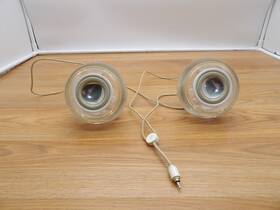 M6543 Apple Pair Of Vintage Computer Pro Speakers Translucent -tested And Works