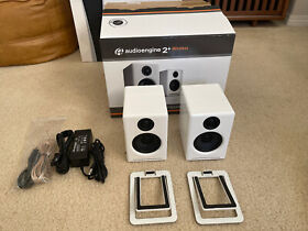 Audioengine A2 Wireless Desktop Speakers Bluetooth Gloss White With Stand