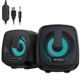 Brynco 762916024609 2.0 Channel Rgb Computer Speakers Compact Size With Dynamic Color-changing