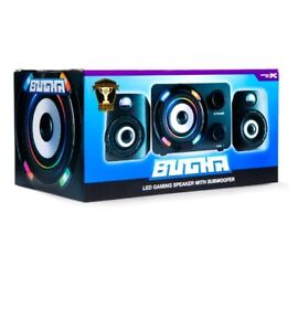 Bugha Exclusive Led Color Changing Gaming 2 Speakers And Subwoofer Set 3.5 Aux-in