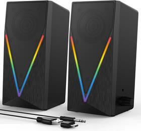 E-1062 Busp-hyy Computer Speakers Desktop With 6 Colorful Rgb Lights Headphone Jack