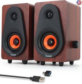 C5203 Cinnkeyi Small Computer Speakers 2.0 Wooden For Pc Or Laptop Usb-powered
