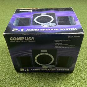 Compusa 306139 2.1 Computer Speaker System Subwoofer Pc Mac Mp3 Plug Play Audio