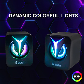 2.0ch Computer Speakers Pc With Rgb Lights 6w Usb Powered 3.5mm Aux
