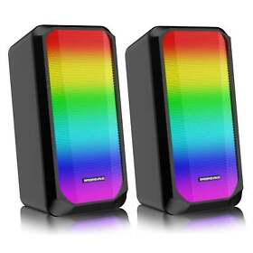 Cs-356 Computer Stereo Speakers Usb Dynamic Rgb Light Up Aux 3.5mm Full Mesh For Pc Os