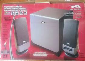 Ca-3094 Cyber Acoustics Amplified Speaker System 3 Piece Subwoofer 2.1 - New