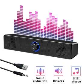 Ec1012163bk Elegant Choise Wired Soundbar Bluetooth 5.0 Stereo Bass Sound Computer Speakers For Laptop Pc