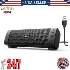 Elegiant 603305557110 Mini Soundbar Computer Speaker For Office Desktop Pc Laptop 8w Powerful Stereo