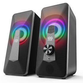 Sr300 Elegiant Led Computer Speaker 2.0 Stereo Volume Control Usb Speakers 3.5mm Jack