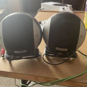 7004878 Gateway Pair Of Portable Computer Speaker System Stereo L/r Rca Audio Inputs