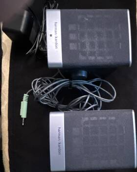 Harman Kardon Hks6 2.0 Channel Wired Computer Speakers 3.5mm Silver/black