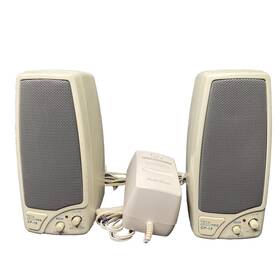Cp-18m Hi Tex Vtg 2 Set Hi-tex Computer White Speakers W. Power Adapter - Tested/ Works