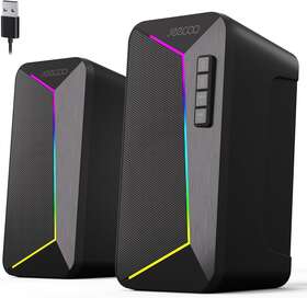 Jeecoo 313045583583 Bluetooth Computer Speakers Crisp Stereo Sound Dynamic Led Modes