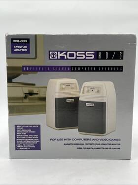 Koss 021299120385 Hd/6 Amplified Stereo Computer Speakers Original Box Vintage Video Gaming