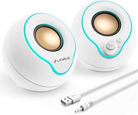 Lenrue 705353884702 Computer Speakers Pc With Colorful Lights Button Volume Knob