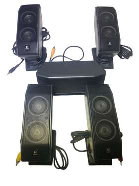 03-b-2 Logitech Surround Sound Wall 5 Speakers Dh Eagle 1 Center 2 Front Rear Mint