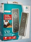 Logitech New V10 Usb Portable Notebook Speakers With Cable Travel Bag 097855035301