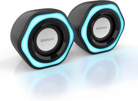 Marboo 744110534030 Computer Pc Speakers Usb Powered 3.5mm Aux Jack Volume Control Ice-blue Led