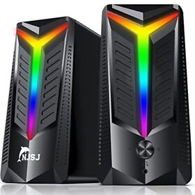 Njsj Computer Speakers 10w Rgb Gaming 2.0 Usb Powered Stereo Speaker Wi