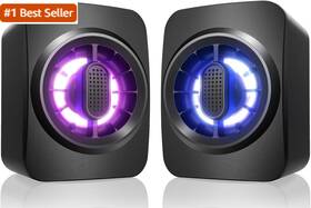 Offsir 445035313375 Computer Speakers Rgb Pc Usb Powered 3.5mm Aux Speaker For Desktop