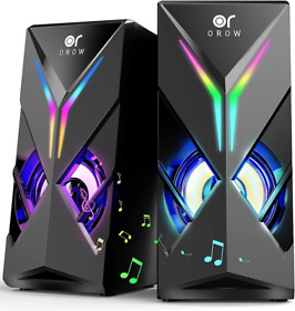 Orow Computer Speakers 1ow For Pc 2.0 Channel Gaming Rgb Speak