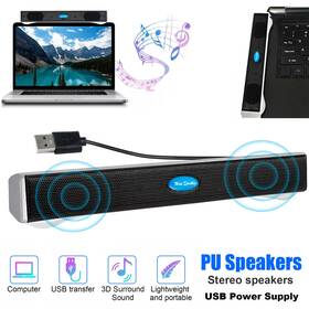 Partsdom 600609748664 Wired Computer Speakers Soundbar 2.0 Stereo Bass Sound Usb For Desktop Pc Laptop