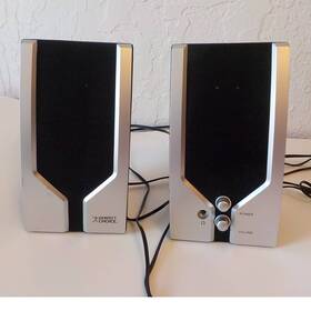 Pc-111641 Perfectchoice Desk Speakers 2-way 400w 1 Pair Black Silver Tested