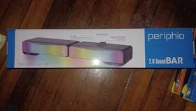 Per-sb2n1-g1-ws Periphio Rgb 2.0 Soundbar With 7 Modes And Bluetooth Or Aux - Black