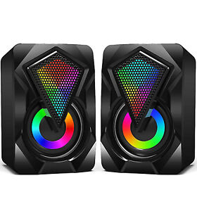 Portable Mini Rgb Led Stereo Sound Computer Speakers For Tablet Projector Laptop