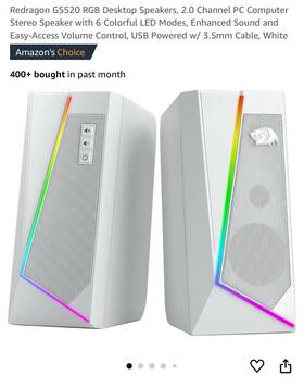 Gs-520-rawt Red Dragon Anvil Stereo Gaming Speakers Gs520 White