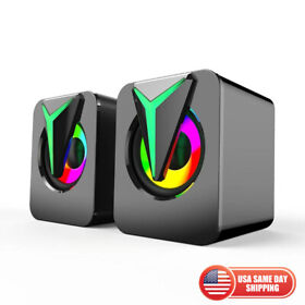 Ft-25-1 Rgb Lights Computer Speakers 2.0 Ch 6w Usb 3.5mm Aux Pc Laptop Phone
