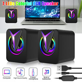 Rgb Stereo Sound Computer Speakers 3.5mm Usb Powered Soundbar For Desktop Laptop