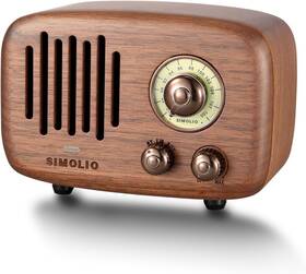 Sm-761 Simolio Retro Bluetooth Speakers With Loud Hd Sound Nature Black Walnut Vintage