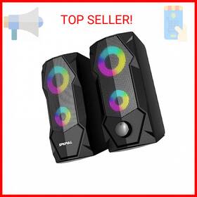 Spkpal 445056920972 Computer Speakers Rgb Gaming For Pc 2.0 Wired Usb Powered Stereo