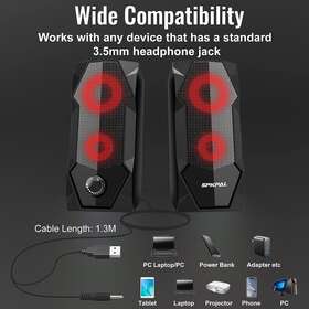 S300 Spkpal 726084968158 Computer Speakers 2.0 Stereo - Wired Usb Powered Black
