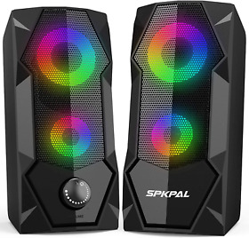 Spkpal Computer Speakers Rgb Gaming For Pc 2.0 Wired Usb Powered