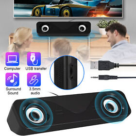 Stereo Bass Sound Noiseless Wired Computer Speaker Soundbar For Laptop Pc Tablet