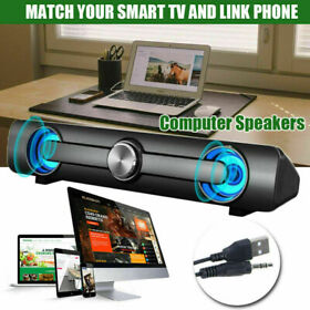 Stereo Bass Surround Sound Usb Computer Speaker Soundbar Clip For Laptop Desktop