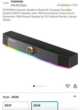 Qytm-d528 Thomson Computer Speakers Bluetooth Soundbar Dynamic Rgb Pc