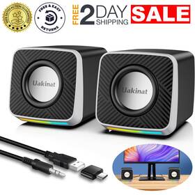 Uakinat 426908273446 Usb 2 Altavoces Equipo De Sonido Para Pc Casa Bocinas Parlantes 3.5mm Aux Oferta