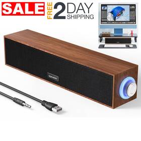 Uakinat 717203476845 Usb Barra De Sonido Madera 3.5mm Equipo Para Pc Casa Bocinas Altavoces Parlantes