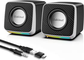 E-1085 Uakinat Pc Speakers 2 Inch 3w Carbon Fiber Computer Speaker For Desktop Or Black/silver