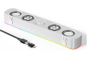E-3591wt Uakinat Usb Bluetooth Computer Speakers Rgb Sound Bar With Volume Knob For Pc Laptop