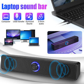 Usb Wired Power Computer Speakers Stereo Soundbar 3.5mm For Pc Desktop Laptop Tv
