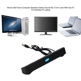 W003-f001-blk Vipjq Usb Power Computer Speakers Stereo Sound Bar With Clip For Desktop Laptop Black